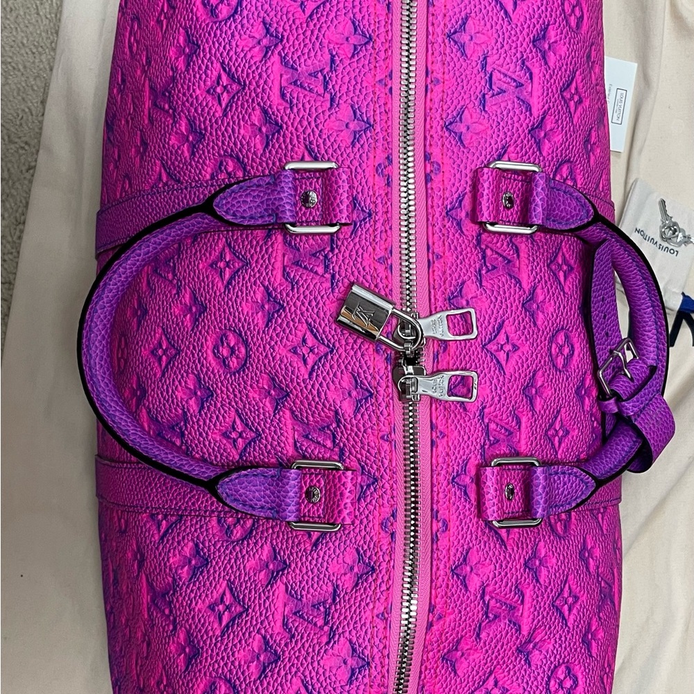 Louis Vuitton Pink and Purple Keepall Travel Bag - Picture 2 of 12